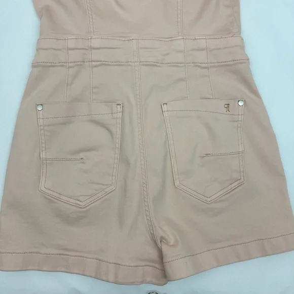 Pilcro X Anthropologie The Kit Utility Romper Pink Rose Denim Blush Coverall